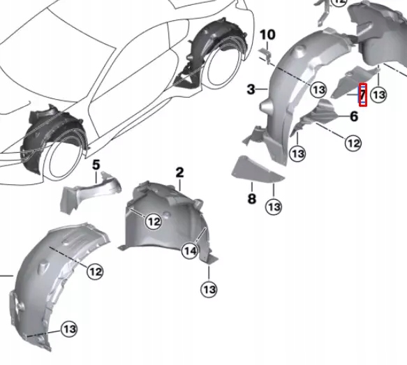 BMW I8 I12 ARRIÈRE GAUCHE PROTECTION AERO 51757387415