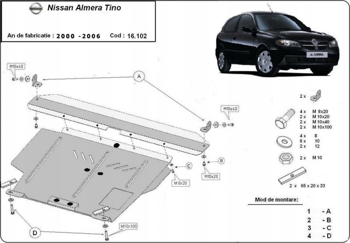 METAL PROTECTION UNDER ENGINE NISSAN ALMERA TINO 00-2006 photo 2 - milautoparts-fr.ukrlive.com