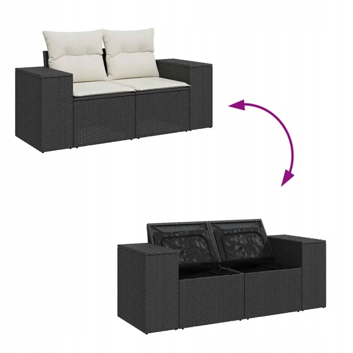 VIDAXL KIT SOF OGRODOWYCH 9 PCS NOIR I KREMOWY POLY RATTAN