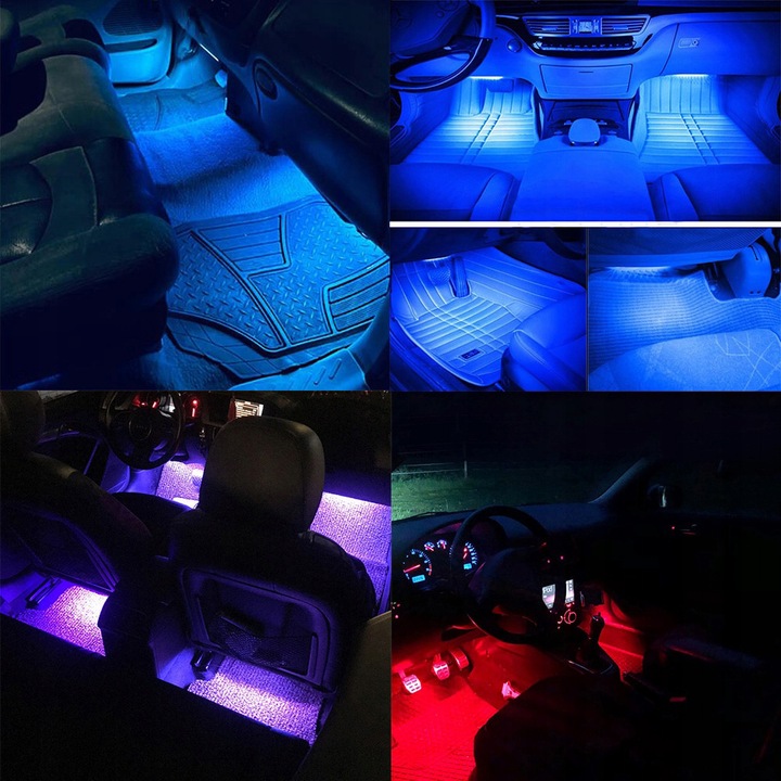 CINTA DIOPARA LUMINOSO LED PARA COCHE RGB LEDY VERSIÓN USB + APLIKACJA 4W1 JUEGO 