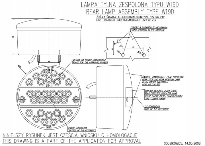 WAS W19D PHARE ARRIÈRE LED RONDE URSUS C 330 C 360 JCB