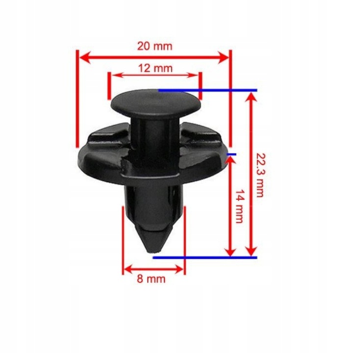 10X SPAUSTELIS SEGTUKAS NISSAN MITSUBISHI QASHQAI 8 MM nuotrauka 3