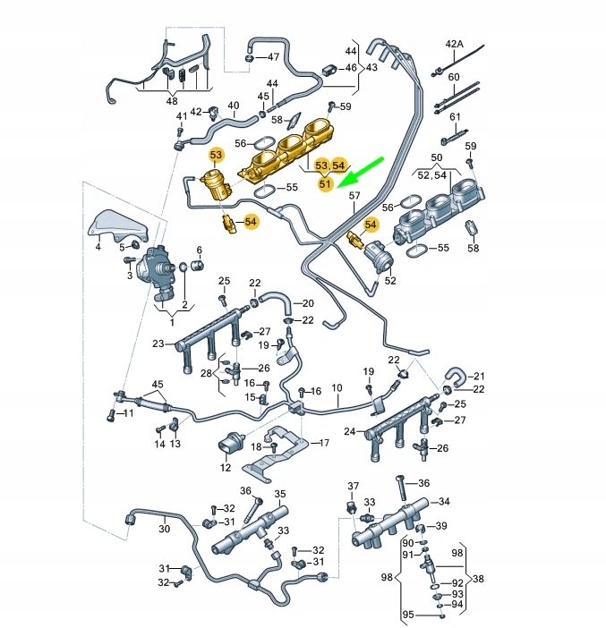 AUDI A4 B8 COLLECTEUR ADMISSION DROIT INFÉRIEURE PIÈCE 06E133110BC