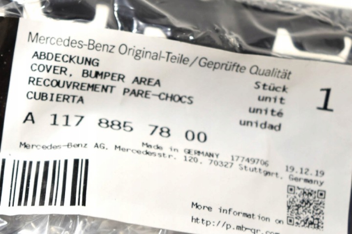 MB CLA C117 PARE-CHOCS AVANT DROIT CENTRAL EXTÉRIEUR PROTECTION NEUF ORIGINAL