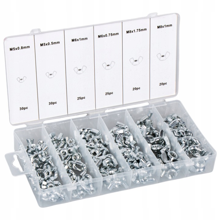 VIS MOTYLKOWE METRYCZNE KIT NAKRETEK MOTYLKOWYCH M5-M8 150 PCS