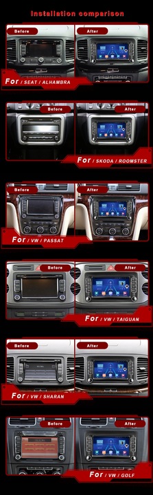 RADIO 2 DIN VW TIGUAN TOURAN TRANSPORTER ANDROID 