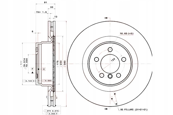 BREMBO DISCOS DE FRENADO 2SZT. PARTE DELANTERA LAND ROVER RANGE ROVER 3 3.6D 