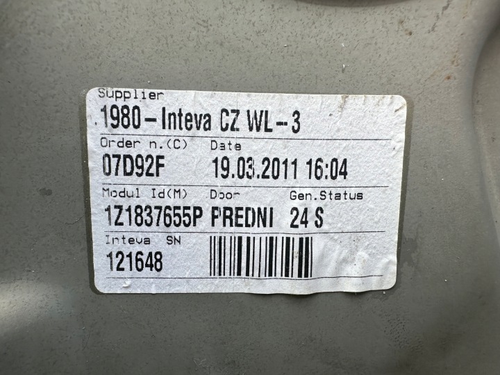 SKODA OCTAVIA II MÉCANISME ÉLÉVATEUR VITRES GAUCHE AVANT AVANT 1Z1837655P
