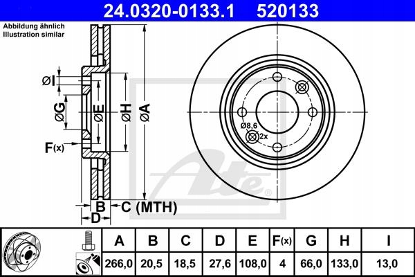 ATE 24.0320-0133.1 DISCO DE FRENADO 