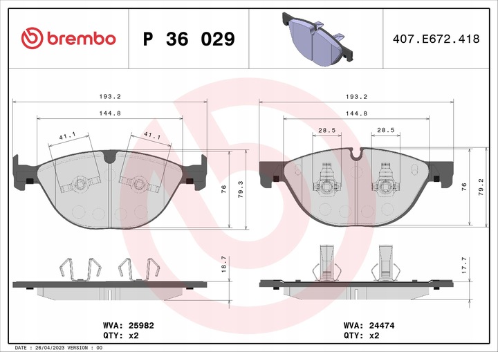 ZAPATAS DE FRENADO BREMBO P 36 029 