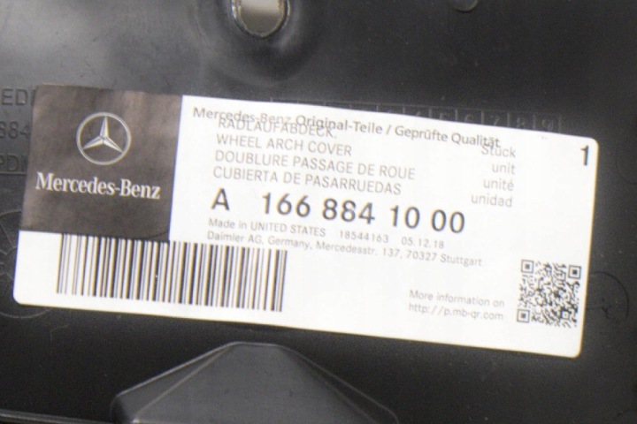 MERCEDES-BENZ GLE W166 PROTECTION GARDE-BOUE AVANT A1668841000ORYGINALNA