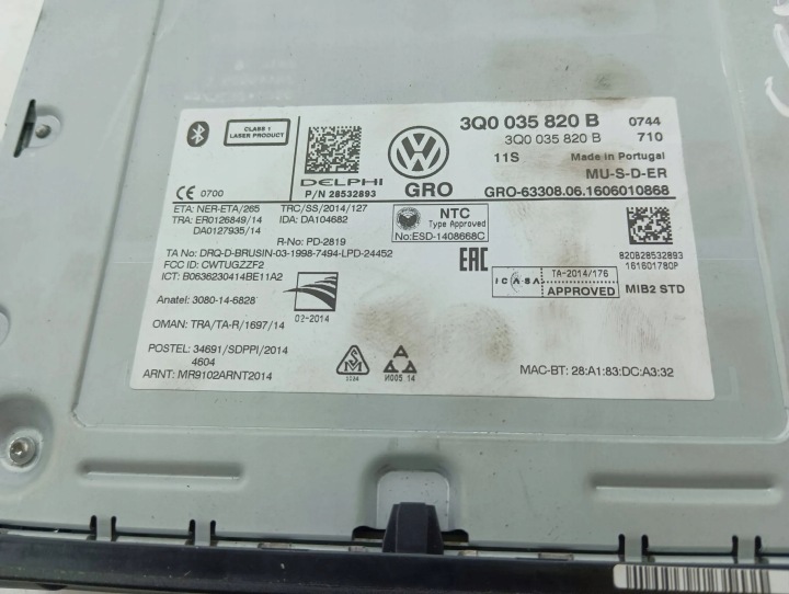 VOLKSWAGEN PASSAT B8 2016 STACJA MULTIMEDIALNA GPS CD DVD