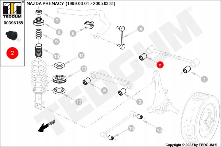 SILENTBLOCK PALANCA PARTE TRASERA IZQUIERDA/DERECHA (WEWNATRZ TYL) MAZDA 323 F VI, 323 S VI, 626 