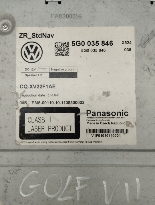 VOLKSWAGEN GOLF VII 7 LECTEUR DE CARTE NAVIGATION SD RADIO 5G0035846