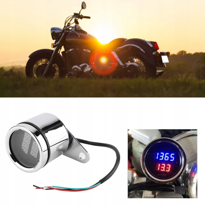 2 EN 1 MOTORCYCLE DIODO LUMINOSO LED CUENTAVUELTAS VOLTÍMETRO 