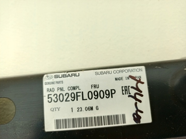 SUBARU XV 2018- PANNEAU AVANT SUPÉRIEUR RENFORCEMENT PARE-CHOCS AVANT 53029FL0909P