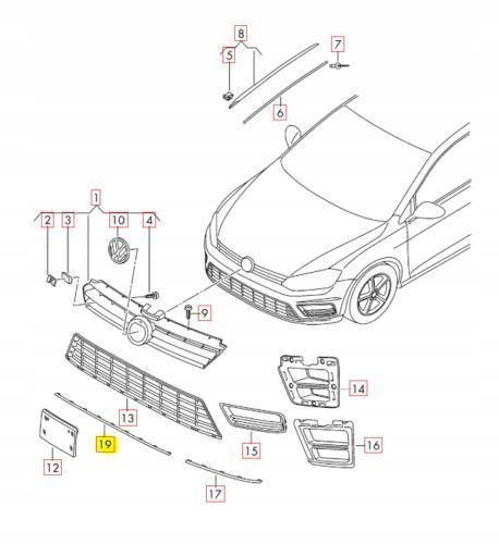 MOULURE INFÉRIEURE PARE-CHOCS AVANT VW 5G0853765A041