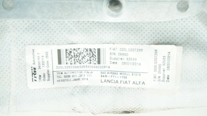 ALFA ROMEO GIULIETTA COUSSIN DROITE AIRBAG SIÈGES DROIT 000L0207268