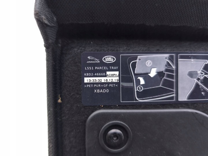 LAND ROVER RANGE ROVER EVOQUE L551 2020 ÉTAGÈRE COUVERCLES DE COFFRE K8D246668AC8PVJ