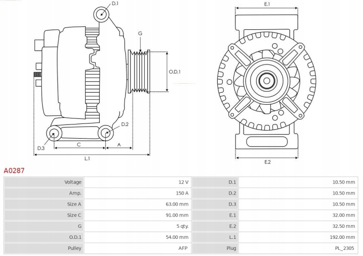 A0287 AS-PL ALTERNATEUR