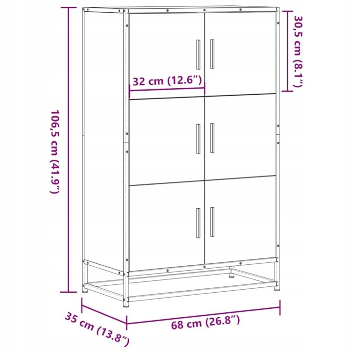 HAUTEUR CASIER DAB SONOMA, 68X35X106,5 CM
