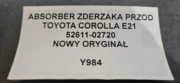 AMORTISSEUR PARE-CHOCS AVANT TOYOTA COROLLA E21 NEUF