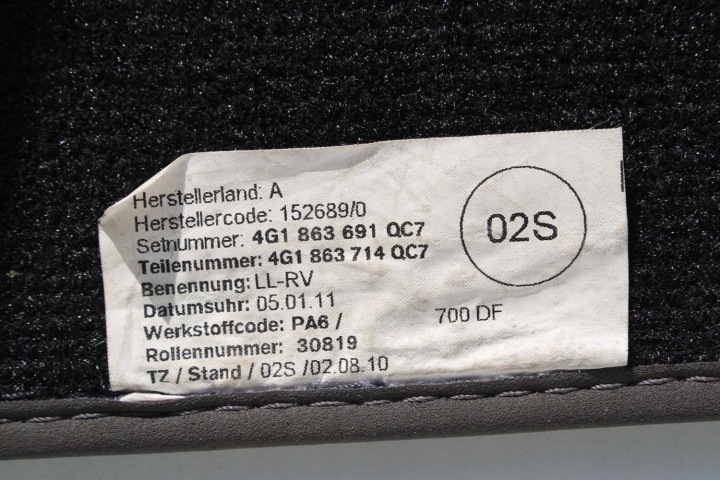 AUDI A6 A7 TAPIS DE SOL PLANCHERS 4G1863691 4G0864450 ESSUIE-GLACES 4G0864450 4G1 8