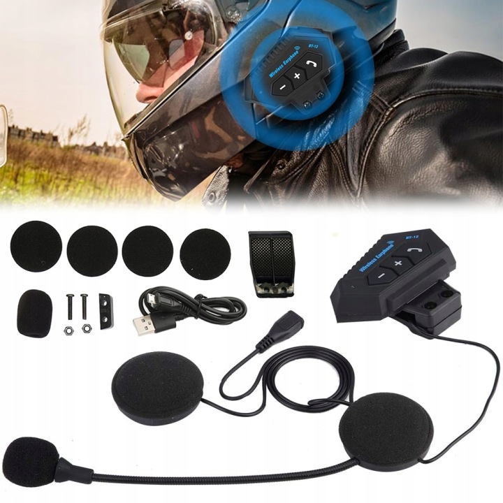 INTERCOM MOTOCYCLETTE BLUETOOTH BT12 UNIVERSEL AVEC MIKROFONEM HYBRYDOWYM