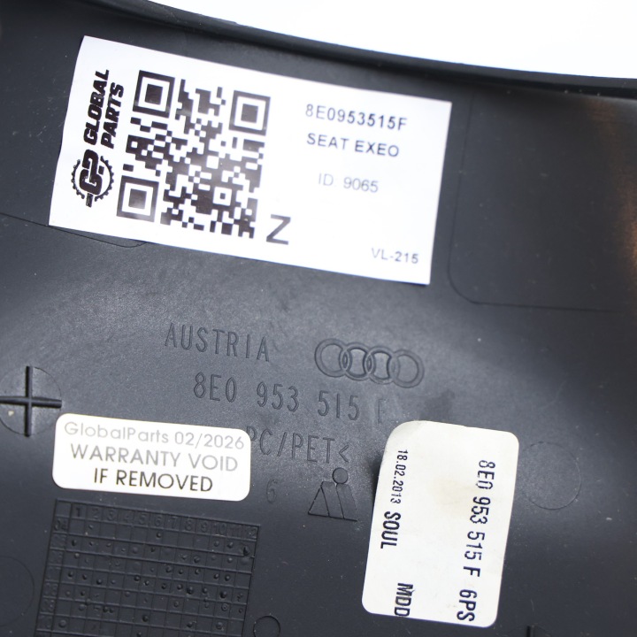 SEAT EXEO SUPÉRIEURE PROTECTION CHÂSSIS COLONNES CAOUTCHOUC NOIRE 8E0953515F