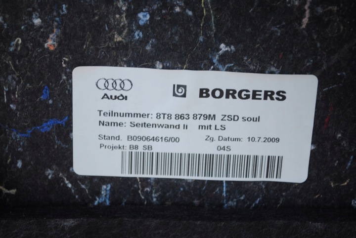 CARDAN COLLECTEUR COUVERCLES DE COFFRE 8T8863880M, 8T8863879M AUDI A5 8T SPORTBACK