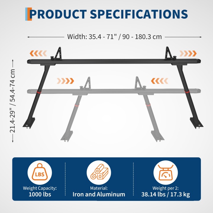SUPPORT SUR DRABINE POIDS LOURD CAPACITÉ 350 KG, PASUJACY VERS LOZEK CIEZAROWEK 90-180 CM, SPRAY NOIR