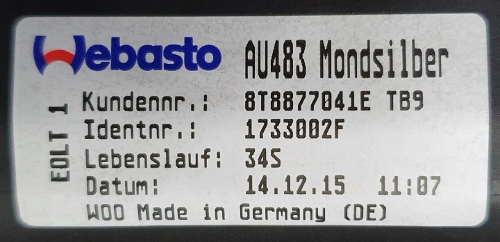 AUDI OE 8T8877041E TB9
