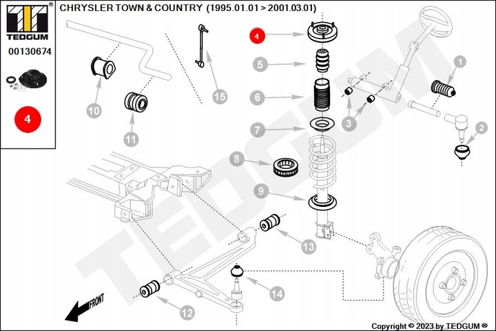 TEDGUM 00130674 BOLSA AMORTIGUADOR CHRYSLER 