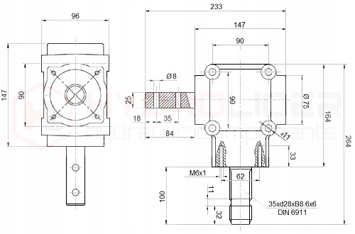 ENGRANAJE ANGULAR DE HIERRO COLADO 1:1,14 HYDROLIDER 