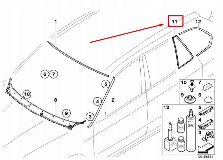 BMW X5 E70 GAUCHE VITRE CHÂSSIS DEVINT 51357129735 7129735