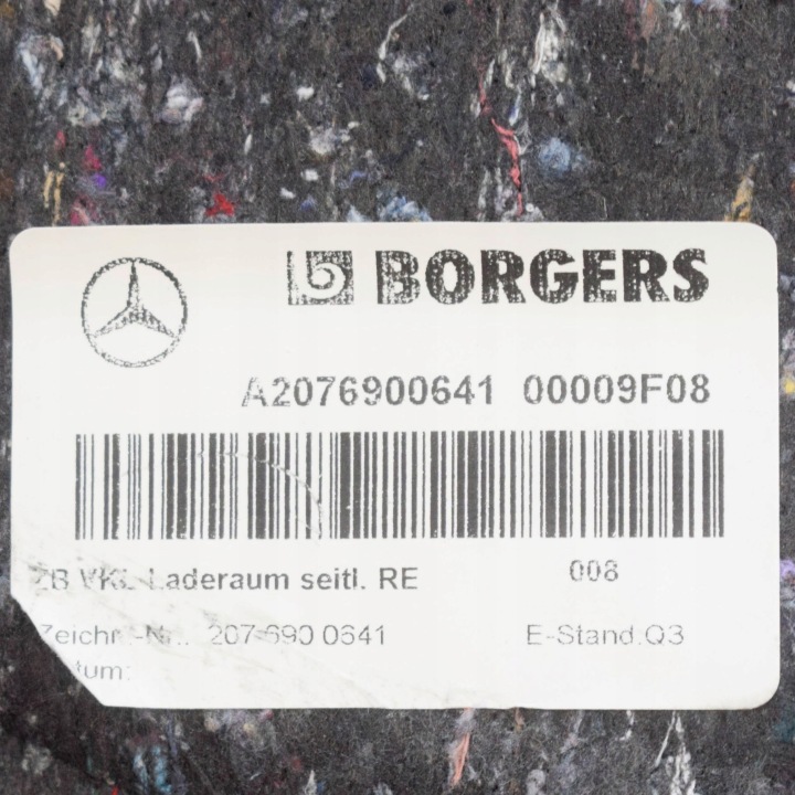 MERCEDES-BENZ E A207 2014 COLLECTEUR GARNITURE COUVERCLES DE COFFRE