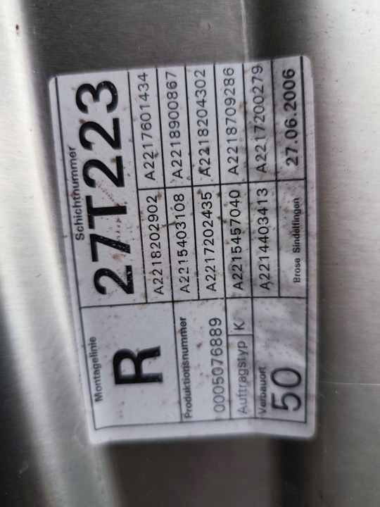 MERCEDES AVEC CLASSE W221 ÉLÉVATEUR PANNEAU PORTES A2218202902