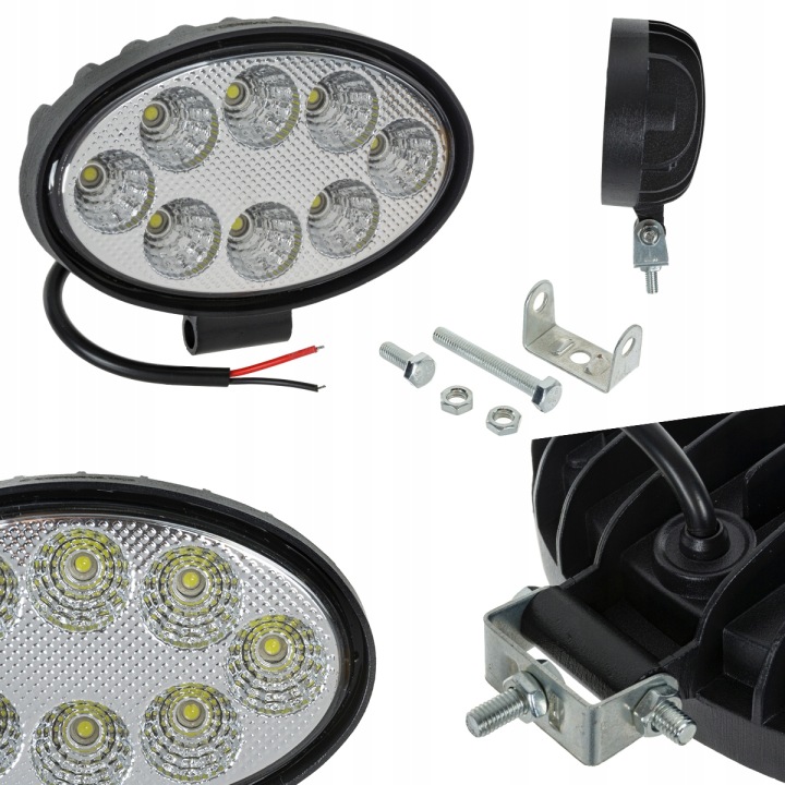 PROJECTEUR OUVRIER PHARES ANTIBROUILLARD PHARE 8 LED 24W OVALE A