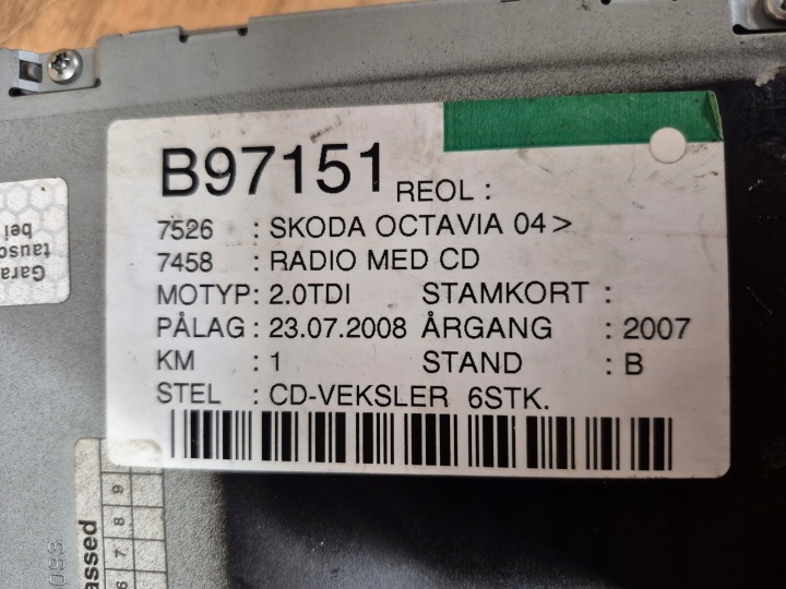 CHANGEUR DISQUES CD DVD OE 1Z0035111A SKODA OCTAVIA MK2 (1Z) 2004-2013