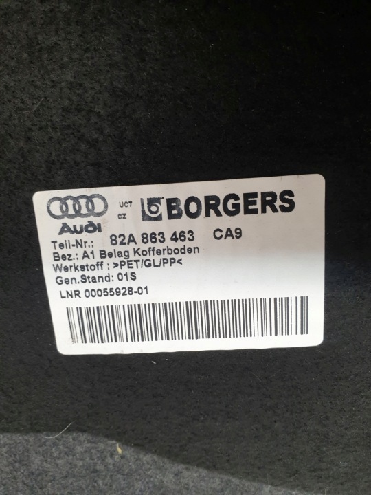 AUDI A1 II 82A GB 18-26 TAPIS PLANCHER ÉTAGÈRE COUVERCLES DE COFFRE ARRIÈRE ARRIÈRE 82A863463