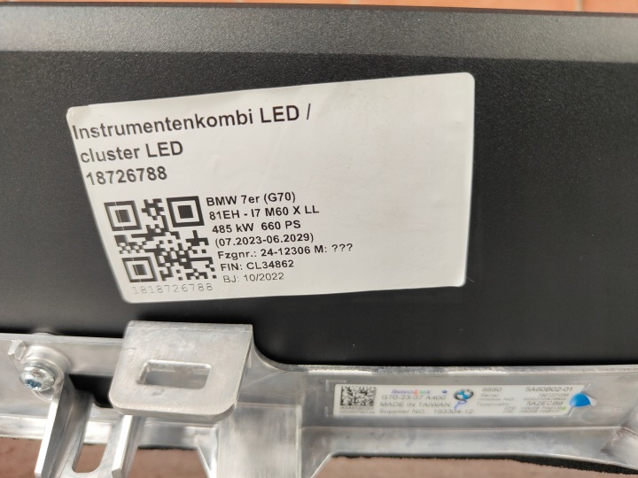 ÉCRAN MONITEUR TABLEAU DE BORD MONITEUR BMW G70 I7 EUROPE 5A60B02 5A2ECB9