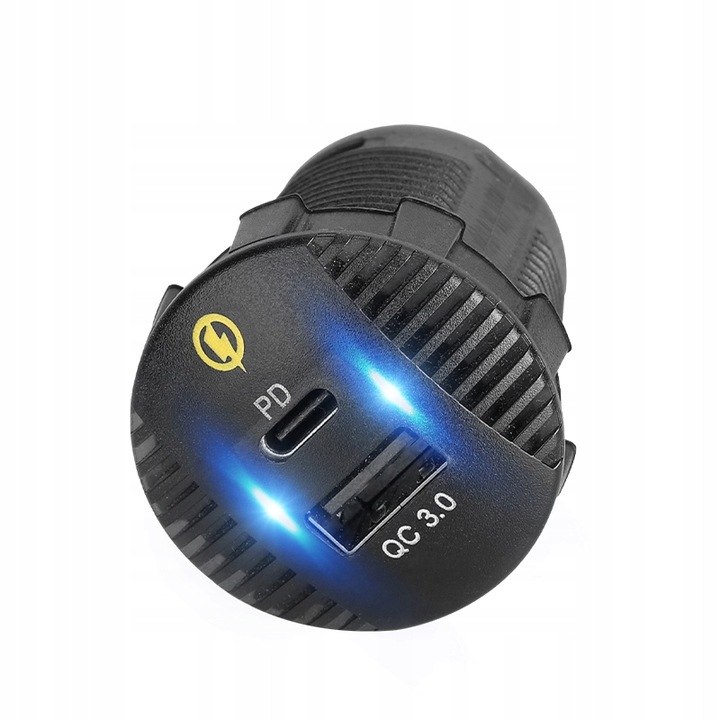 DISPOSITIVO DE CARGA DE AUTOMÓVIL MOTOR KAMPER DIODO LUMINOSO LED PD QC3.0 USB USB-C 3,4A 12V 24V 18W 