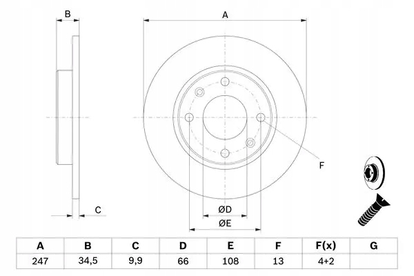 DISQUE FREIN PEUGEOT DROIT 106- 205- 306- 309- 405 83- 04 POWLEKANE