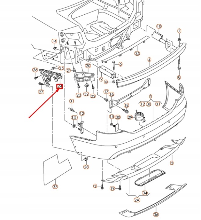 AUDI A6 C6 GUIDE PARE-CHOCS ARRIÈRE GAUCHE SECTION 4F5807453