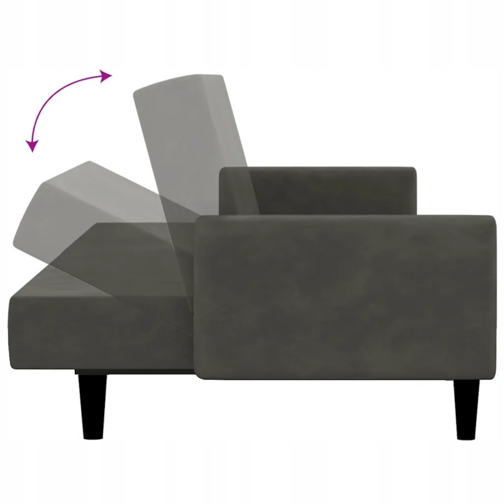 VIDAXL 2-OSOBOWA BANQUETTE ARRIÈRE CIEMNOSZARA, TAPICEROWANA AKSAMITEM