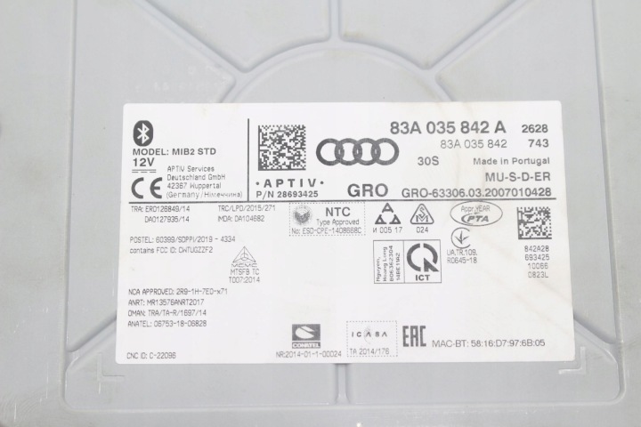 MULTIMÉDIA LECTEUR DE CARTE KART 83A035842A AUDI A1 II 82A