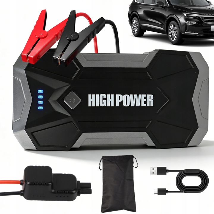 DISPOSITIF DÉMARRAGE 4W1 JUMP DÉMARREUR LAMPE DE POCHE POWERBANK MARTEAU XARI JS50