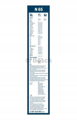 BOSCH ESCOBILLAS N65 TWIN TRUCK 650MM LOTUS SUBARU IVECO 01.70- 