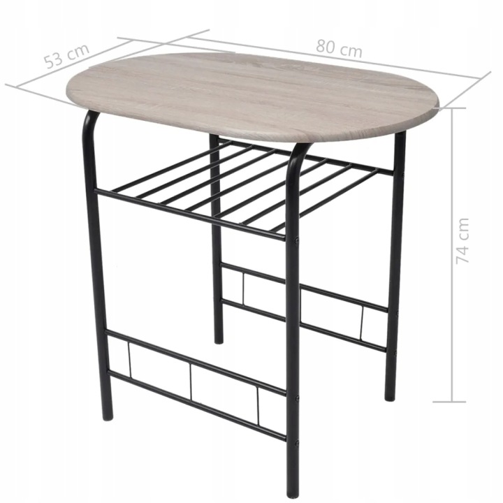 TABLE BAROWY AVEC 2 STOLKAMI NOIR 80X53X74CM