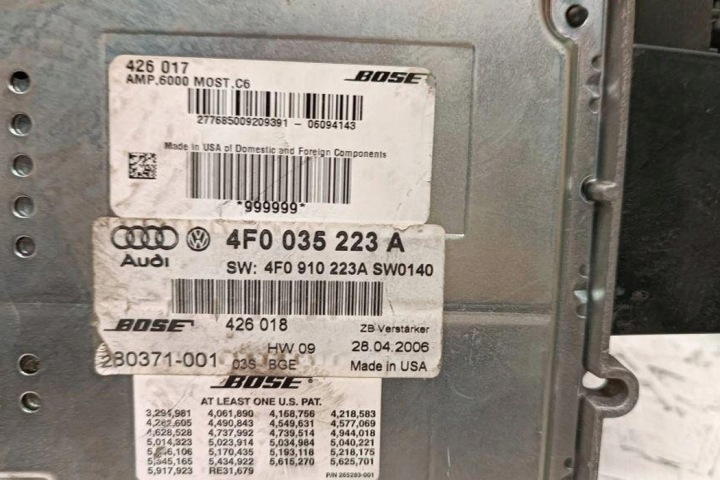 SYSTÈME NAGLOSNIENIA AUDI A6 AVANT (4F5, C6) 4F0035223A 3.0L DIESEL 2006